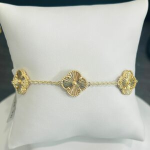 5 flowers bracelet  size 7 with extension 14K