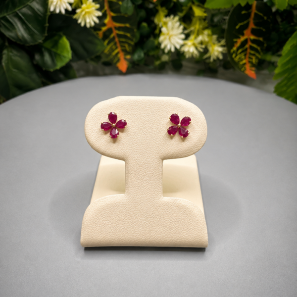 18K Gold Natural Ruby Earrings – 3.65 CTW
