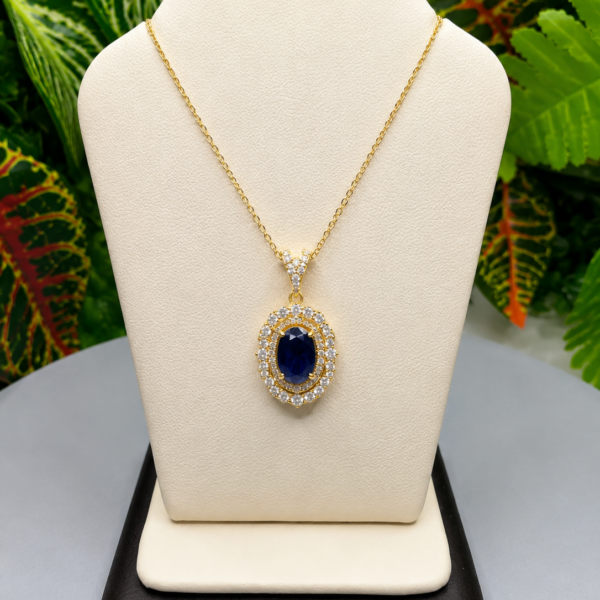 10K Gold Sapphire & Diamond Necklace – 18”