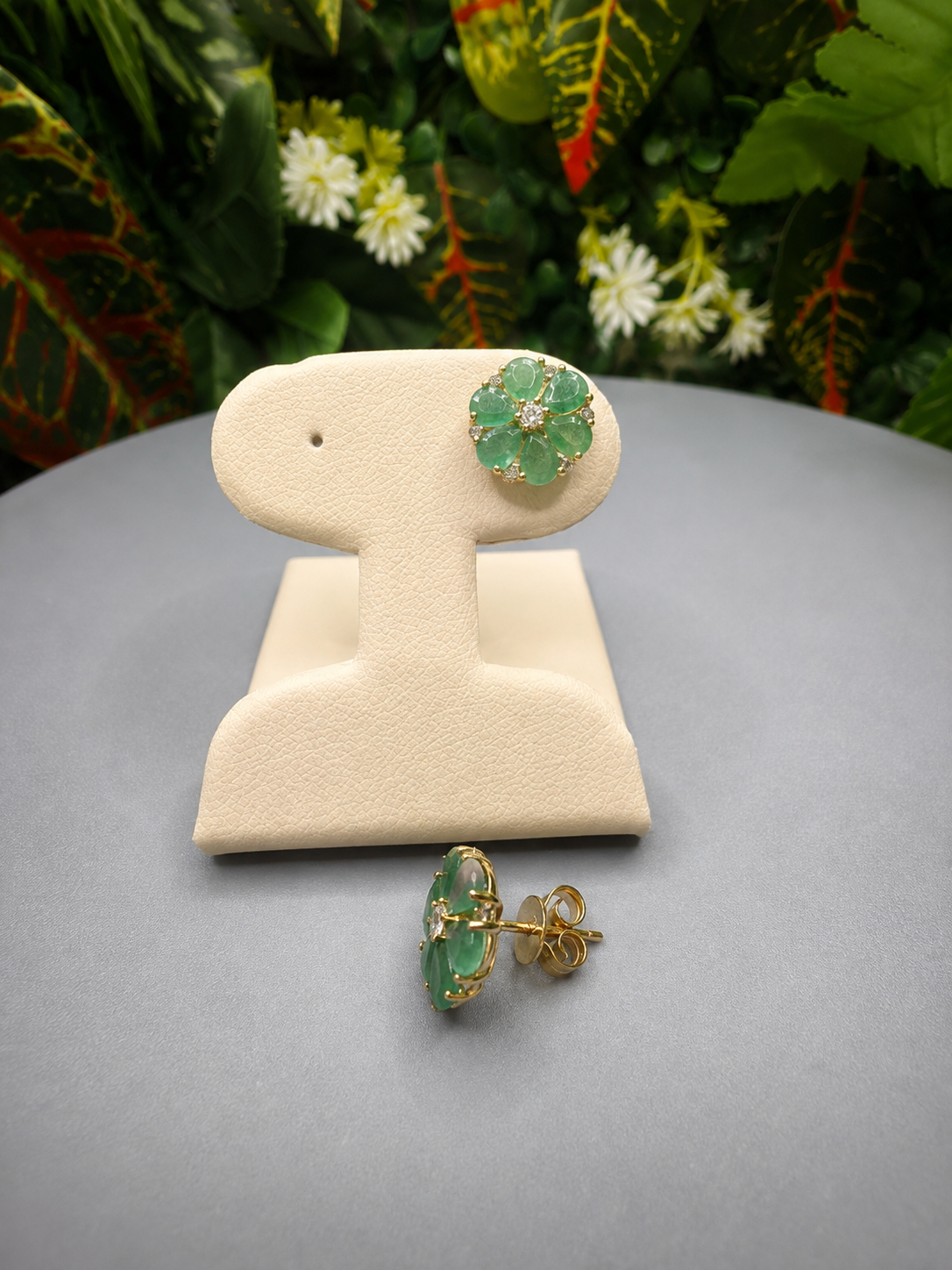 14K Gold Emerald & Diamond Earrings – 3.10 CTW Emeralds / 0.30 CTW Diamonds - Image 2